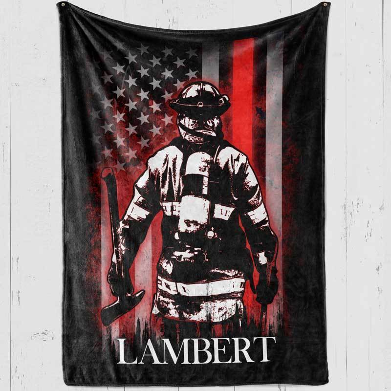 Fleece Blanket 30" x 40" Thin Red Line Bunker Gear Personalized Fleece Blanket