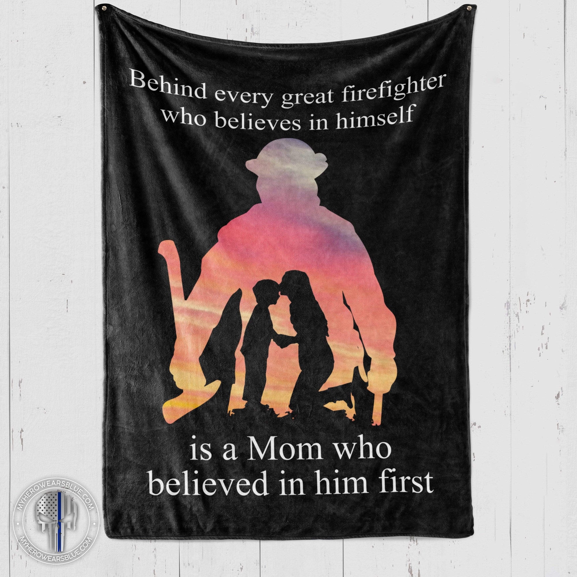 Fleece Blanket 60" x 80" - BEST SELLER TRL - Mom Behind Firefighter Fleece Blanket
