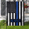 Thin Blue Line Flag Police Name Personalized Garden Flag