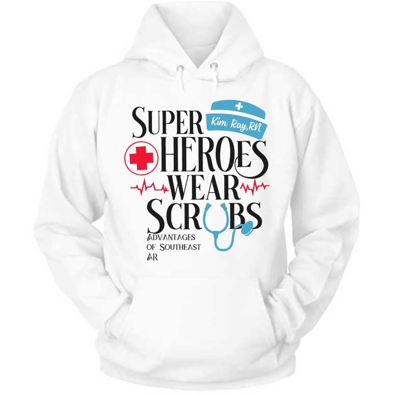 Hoodie Pullover Hoodie / S / White Superheroes Wear Scrub Personalized Hoodie