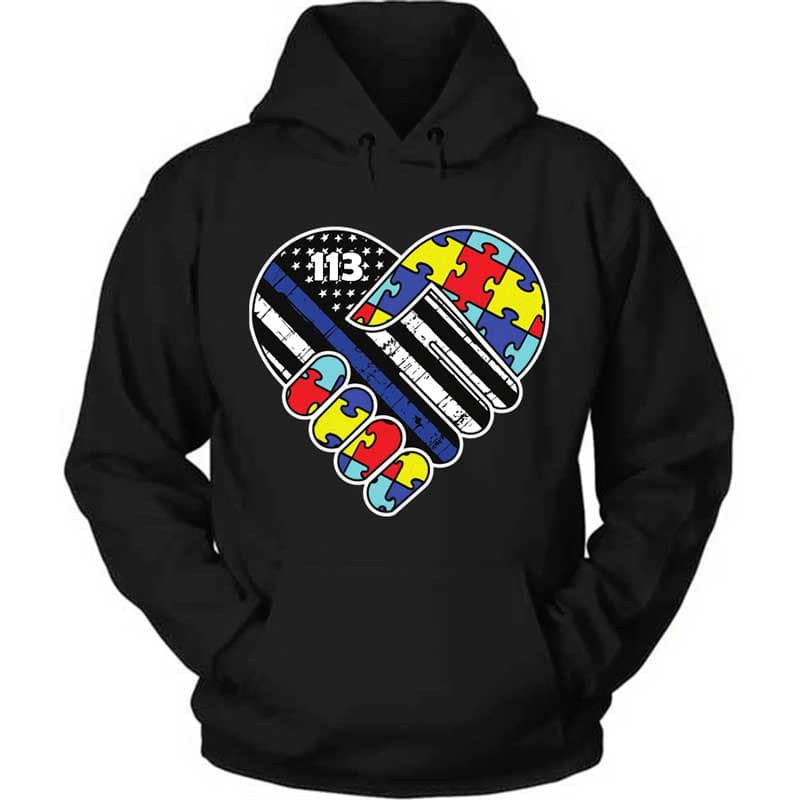 Hoodie Pullover Hoodie / S / Black TBL - Blue Holding Hands Personalized Hoodie