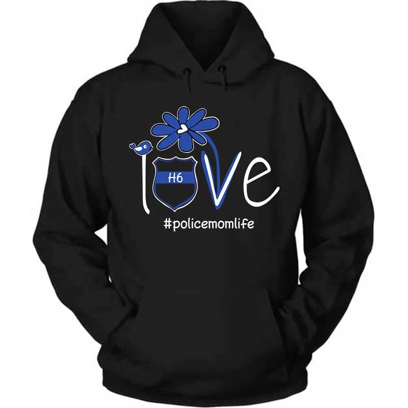 Hoodie Pullover Hoodie / S / Black TBL - Love Flower Police Mom Life Personalized Hoodie