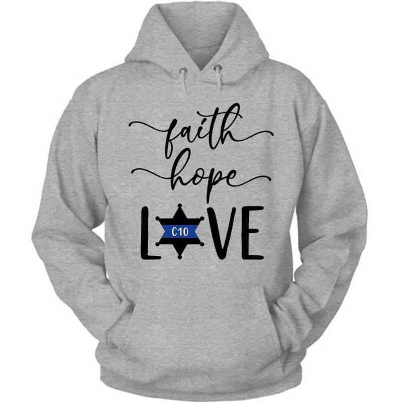 Hoodie Pullover Hoodie / S / Ash Thin Blue Line Faith Hope Love Personalized Hoodie