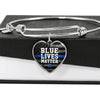 Jewelry Heart Pendant Silver Bangle / No Blue Live Matters - Heart - Adjustable Luxury Bangle