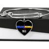 Jewelry Heart Pendant Silver Bangle / No Police x Dispatcher 911 - Heart - Adjustable Luxury Bangle