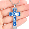 Jewelry Luxury Necklace (Silver) / No Proud Police Mom - Personalized Cross - Luxury Necklace