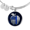 Jewelry Luxury Bangle (Silver) / No Thin Blue Line Apple Flag - Circle - Adjustable Luxury Bangle