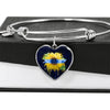 Jewelry Heart Pendant Silver Bangle / No Thin Blue Line Color Drop Sunflower - Heart - Adjustable Luxury Bangle