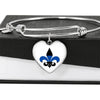 Jewelry Heart Pendant Silver Bangle / No Thin Blue Line Fleur De Lis - Heart -  Adjustable Luxury Bangle