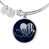Jewelry Luxury Bangle (Silver) / No Thin Blue Line - Nurse Heart Stethoscope - Circle - Adjustable Luxury Bangle