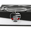 Jewelry Heart Pendant Silver Bangle / No Thin Red Line Flag - Heart - Adjustable Luxury Bangle