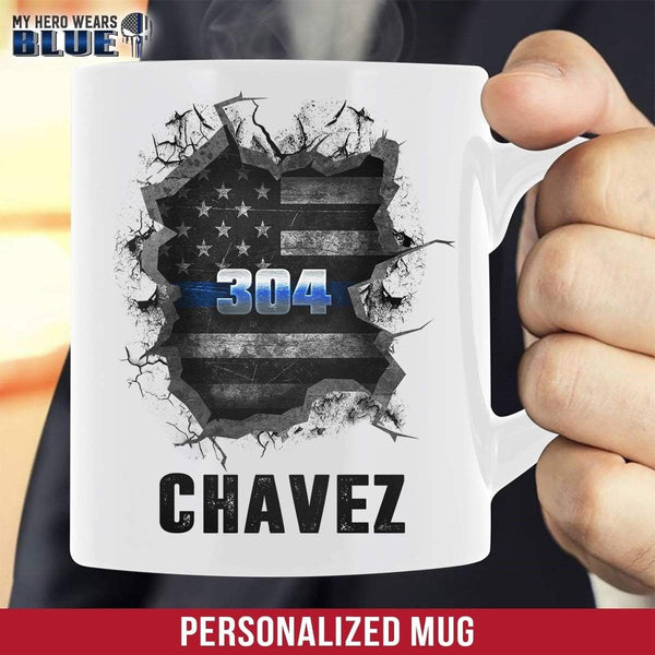 Breakthrough - Name And Badge Number Personalized Thin Blue Line Coffee ...
