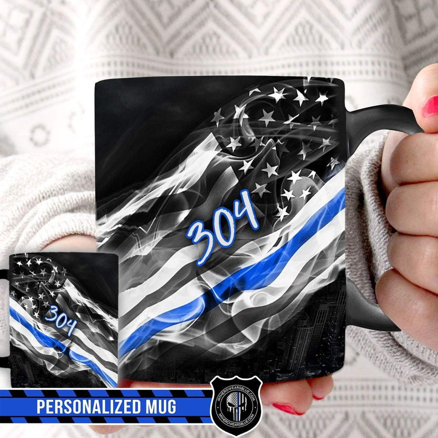 Mugs Black / 11oz City Under Thin Blue Line Flag - Personalized Mug - Coffee Mugs