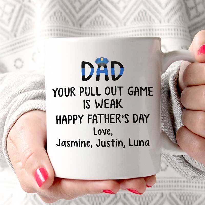 Glad You're Our Dad Personalized Coffee Mug 11oz Blue