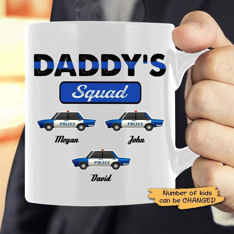 Daddy‘s Police Squad Personalized Thin Blue Line Coffee Mug