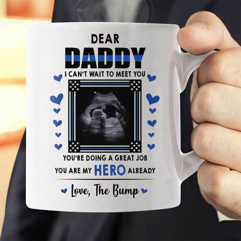 Dear Daddy Police Personalized Thin Blue Line Coffee Photo Mug