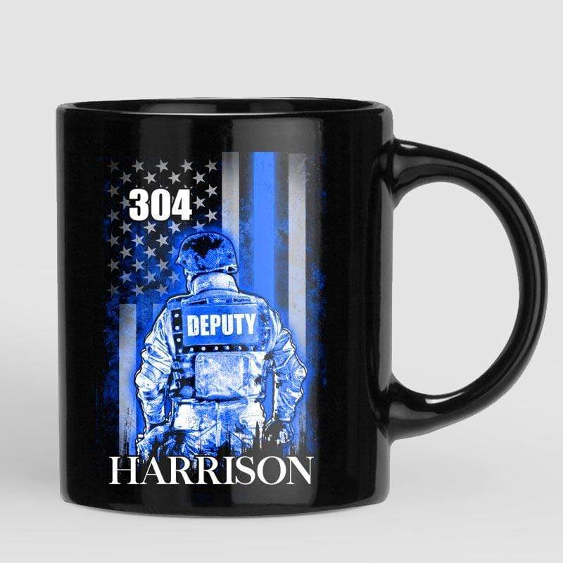Mugs Deputy Sheriff Suit Thin Blue Line Flag Personalized Thin Blue Line Coffee Mug