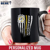 Mugs Black / 11oz Distressed Flag - Thin Gold Line Personalized Mug
