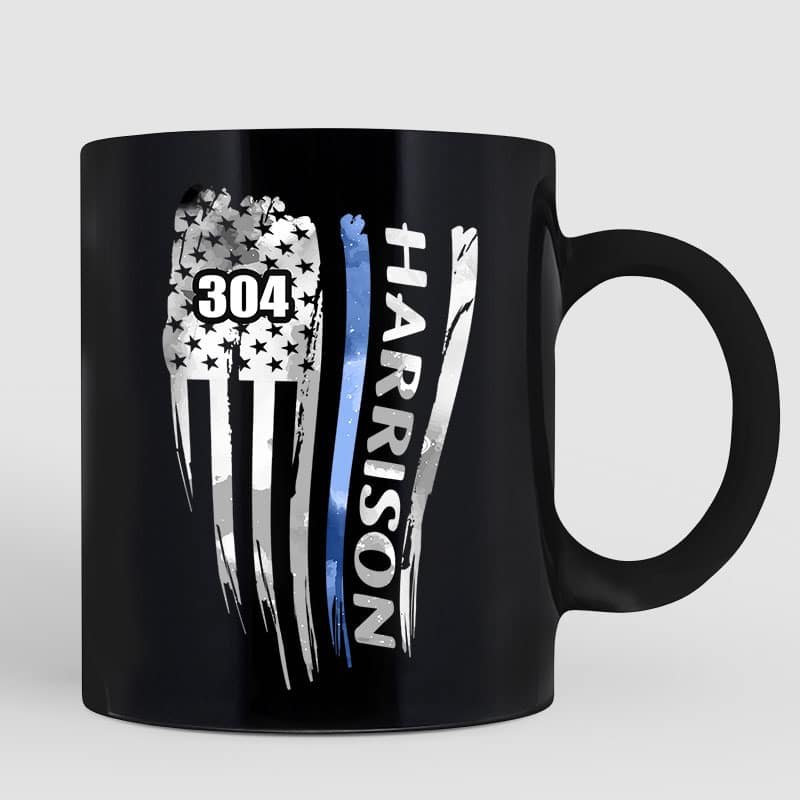Mugs Distressed Thin Blue Line Flag Personalized Thin Blue Line Coffee Mug