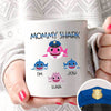 Female Police Mommy Shark Personalized Thin Blue Line Coffee Mug
