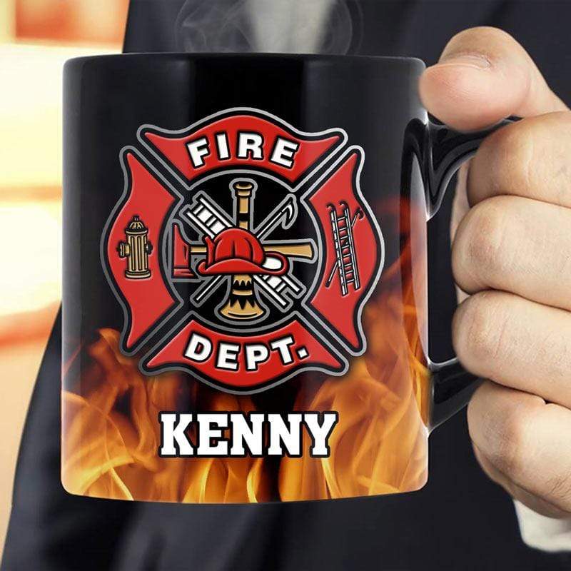Mugs Black / 11oz Fire With Logo Personalized Thin Red Line Coffee Mug Custom Gift For Firefighters Fireman