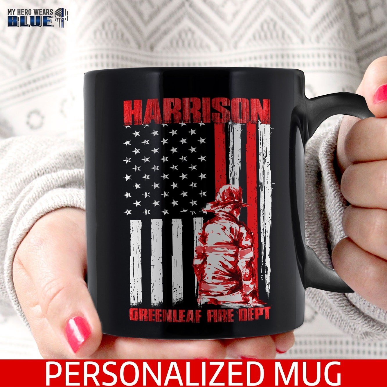Mugs Black / 11oz Fireman Inside Nation Flag - Personalized Mug