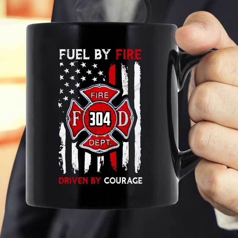 Fuel By Fire Driven By Courage Firefighter Personalized Thin Red Line Coffee Mug