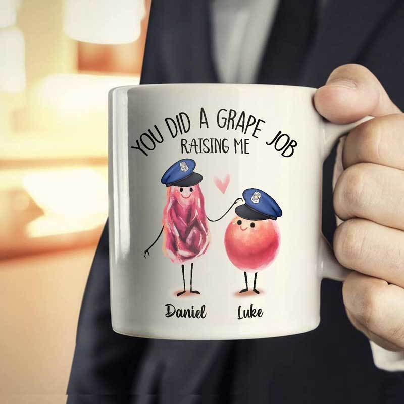 Grape Job Raisin Me Personalized Thin Blue Line Coffee Mug