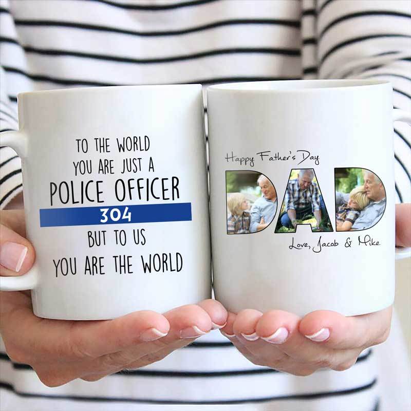 Happy Father‘s Day Daddy Personalized Thin Blue Line Coffee Mug