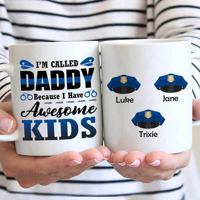 I Am Called Daddy Because I Have Awesome Kids Personalized Thin Blue Line Coffee Mug