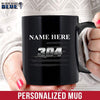Mugs Black / 11oz Name And Badge Number - Thin Silver Line - Personalized Mug