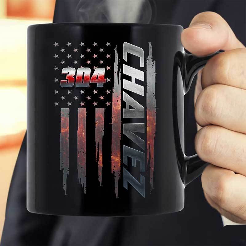 Name And Unit Number Flag Firefighter Personalized Mug