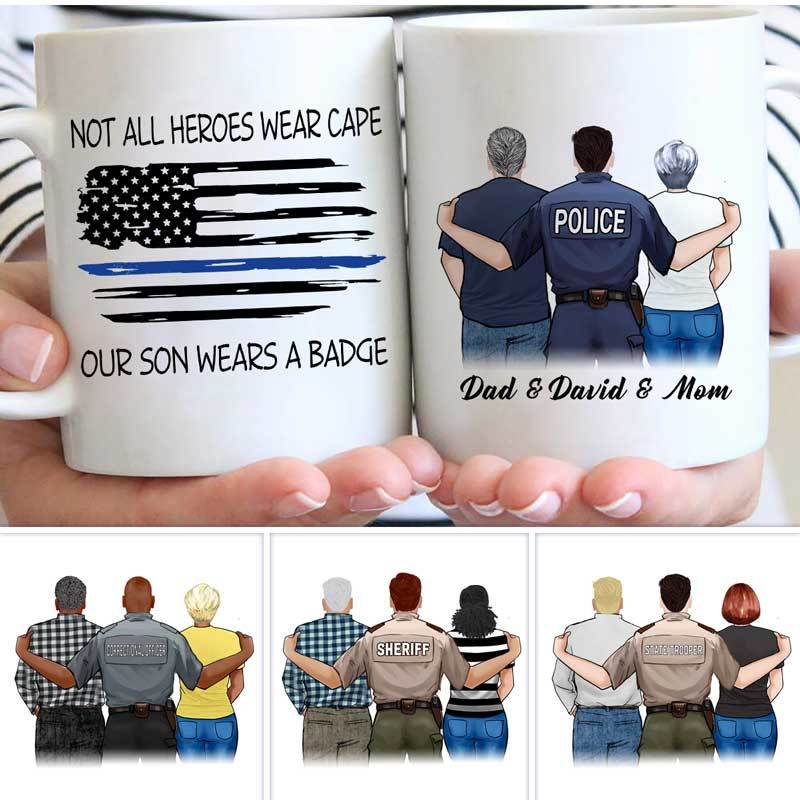 Not All Heroes Wears Cape Police Personalized Thin Blue Line Coffee Mug