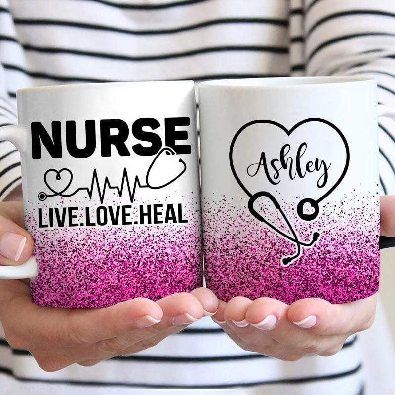 Nurse Live Love Heal Personalized AOP Coffee Mug