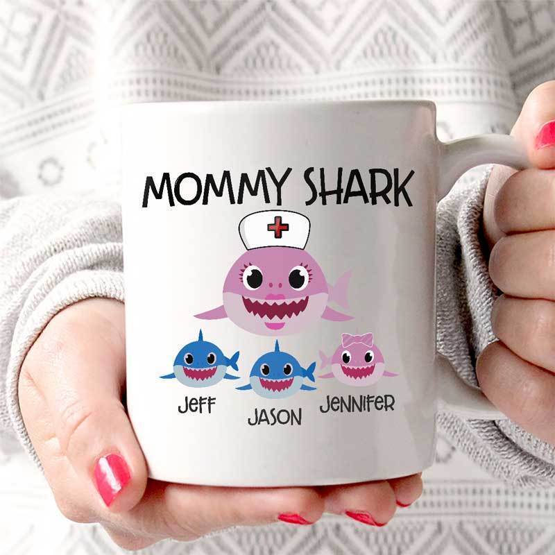 Nurse Mommy Shark Personalized Coffee Mug