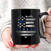 Custom Police Name And Badge Number Personalized Thin Blue Line Coffee Mug