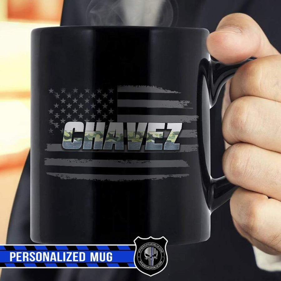 Mugs Black / 11oz Personalized Mug - Army Camouflage Name