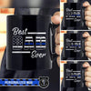 Mugs Black / 11oz Personalized Mug - Best Dad Ever - Thin Blue Line Flag Inside