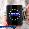 Mugs Black / 11oz Personalized Mug - Circle Star - Thin Blue Line Badge Number