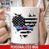 Mugs White / 11oz Personalized Mug - Color Drop Thin Blue Line