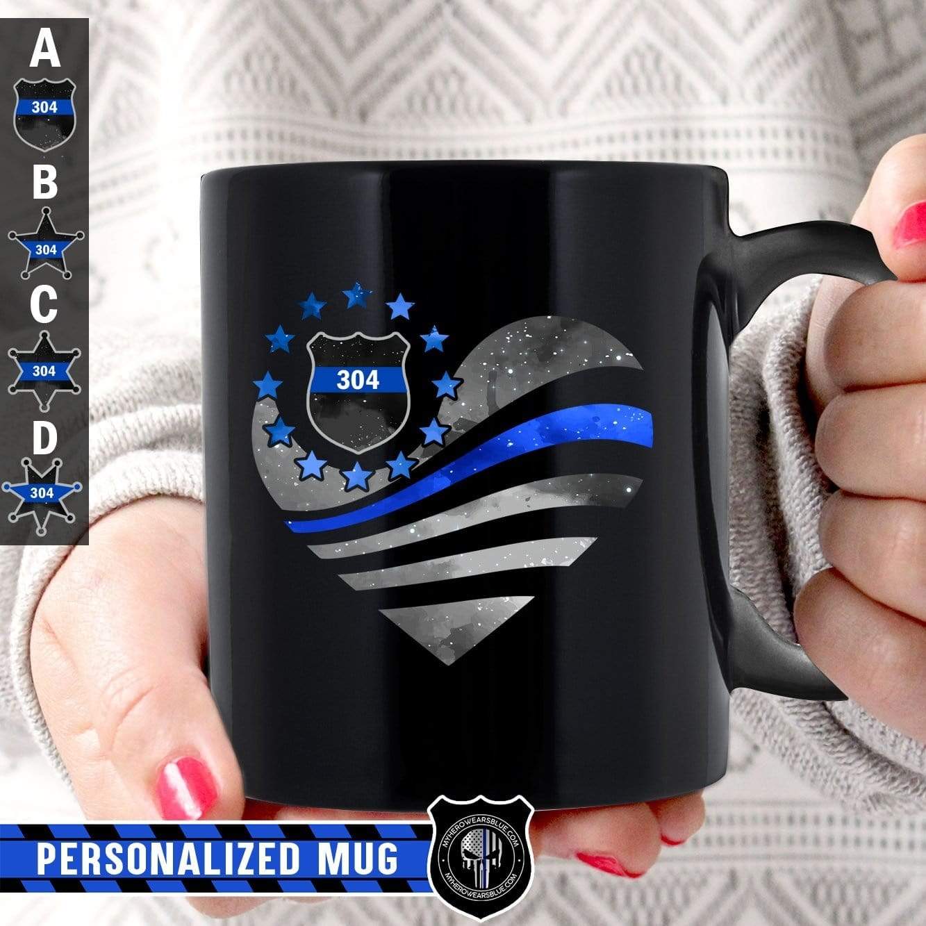 Mugs Black / 11oz Personalized Mug - Galaxy Flag Heart