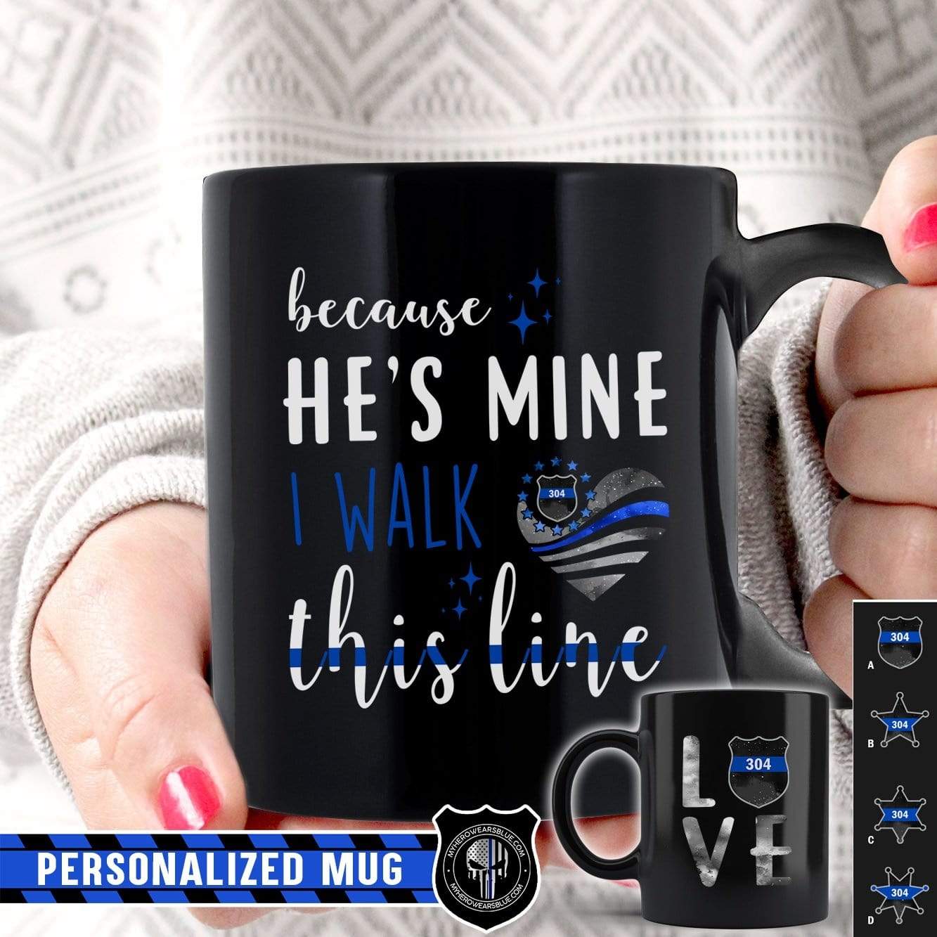 Mugs Black / 11oz Personalized Mug - He's Mine I Walk The Line - Coffee Mug