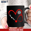 Mugs Black / 11oz Personalized Mug - Heart 3-4 Nurse - Firefighter Emblem