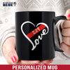 Mugs Black / 11oz Personalized Mug - Heart Love - Firefighter