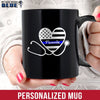 Mugs Black / 11oz Personalized Mug - Heart Stethoscope - Thin Blue Line