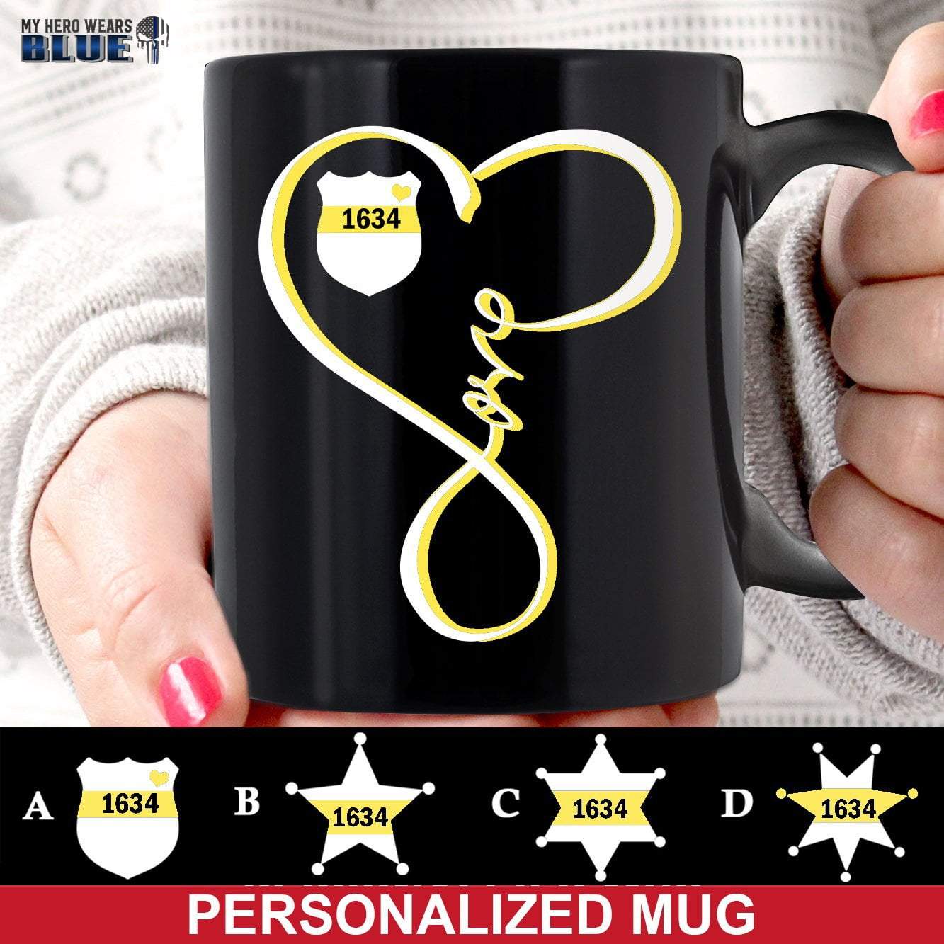 Mugs Black / 11oz Personalized Mug - Infinity Love - Dispatcher Badge