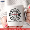 Mugs White / 11oz Personalized Mug - Letter Inside Firefighter Emblem