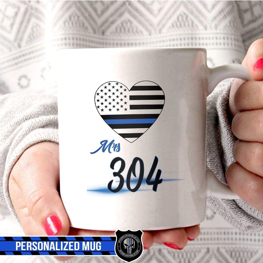 Mugs White / 11oz Personalized Mug - Mrs Thin Blue Line - White Mug