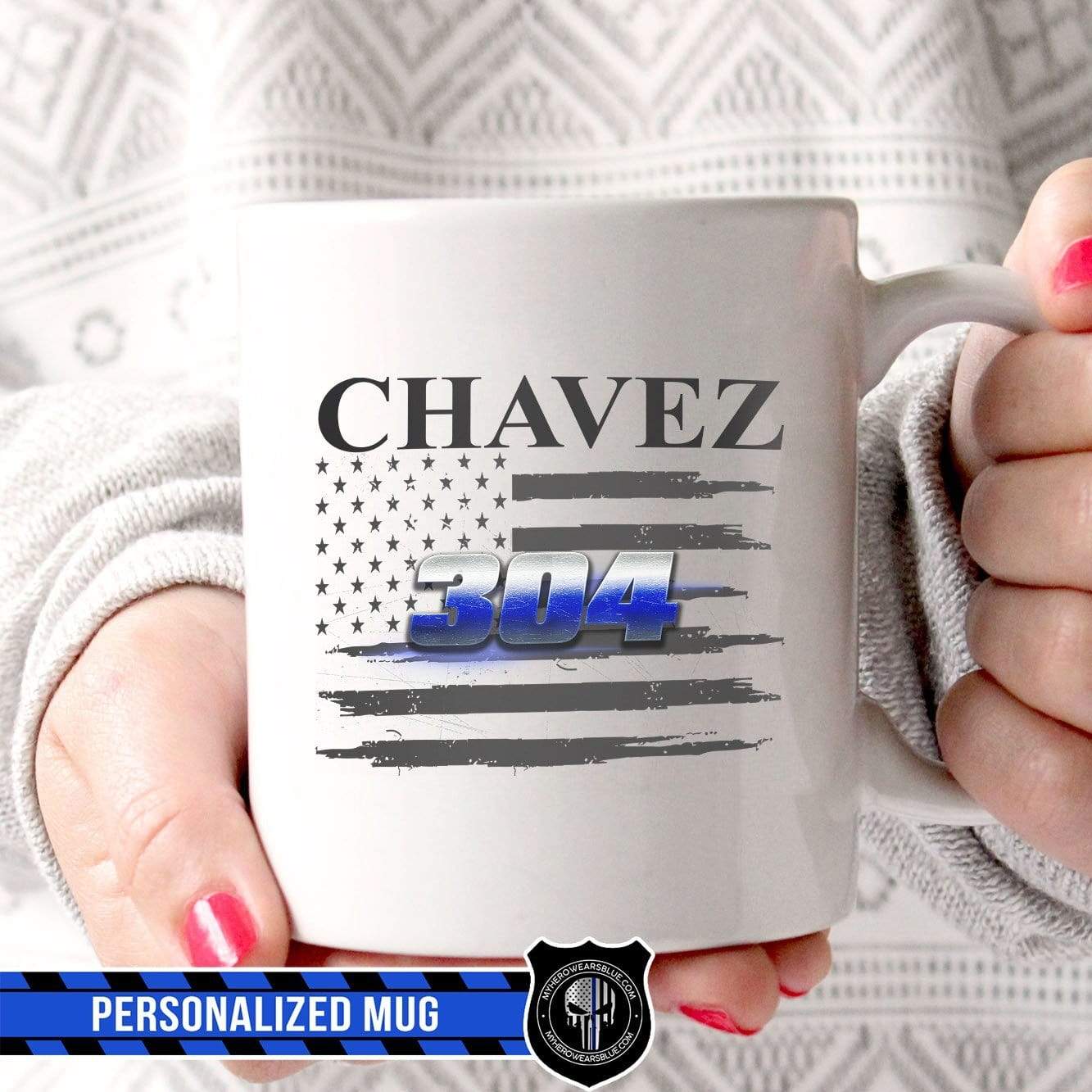 Mugs White / 11oz Personalized Mug - Name And Badge Number - White Mug