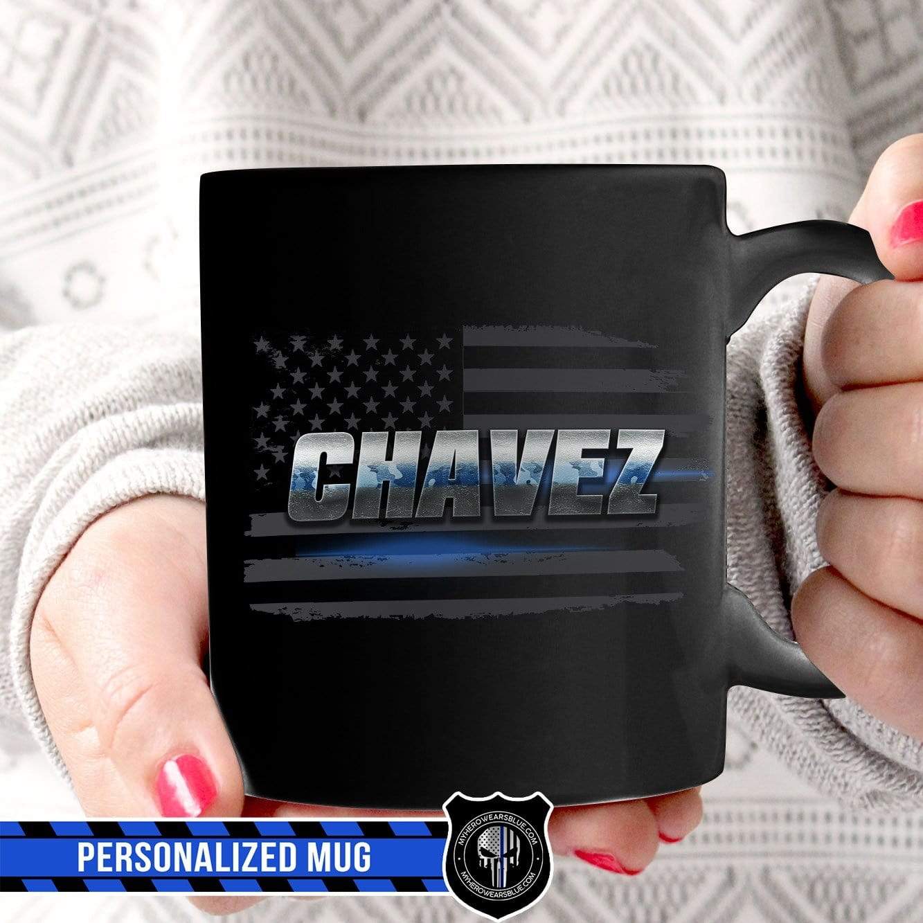 Mugs Black / 11oz Personalized Mug - Navy Camouflage Name